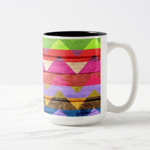 Caneca De Café Em Dois Tons Vintage Chevron Wood Abstrato nº 5