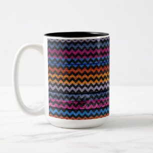 Caneca De Café Em Dois Tons Vintage Chevron Wood nº 3