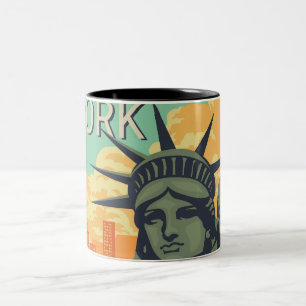 Caneca De Café Em Dois Tons Vintage cidade de Nova York