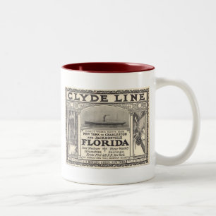 Caneca De Café Em Dois Tons Vintage Clyde Line Florida Steamship Ad