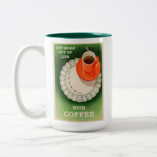 Caneca De Café Em Dois Tons Vintage Coffee Poster Retro