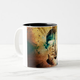 Caneca De Café Em Dois Tons Vintage com o relógio