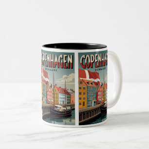 Caneca De Café Em Dois Tons Vintage Copenhagen colorida prende presentes