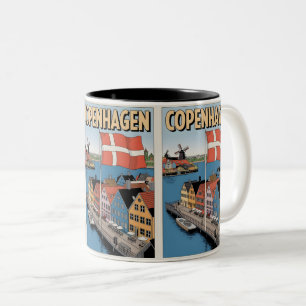 Caneca De Café Em Dois Tons Vintage Copenhagen colorida prende presentes
