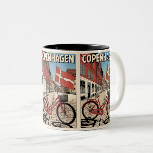 Caneca De Café Em Dois Tons Vintage Copenhagen denmark presentes de bicicleta