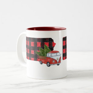 Caneca De Café Em Dois Tons Vintage de Natal do Caminhão Vermelho da Pensilv