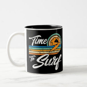 Caneca De Café Em Dois Tons Vintage de surfe do Surf para surfadores