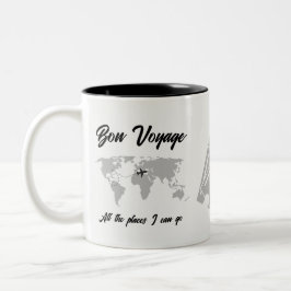 Caneca De Café Em Dois Tons Vintage do Mapa Mundial do Partido Temido do Viage