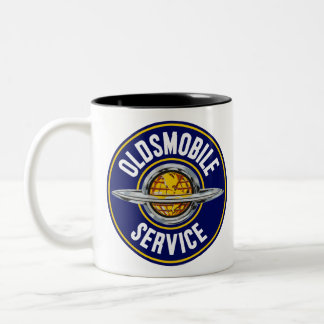 Caneca De Café Em Dois Tons Vintage do Serviço Oldsmobile.