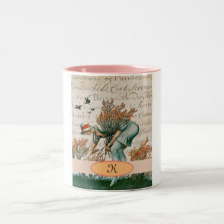 Caneca De Café Em Dois Tons Vintage flapper jardinagem, estilo vintage flapper