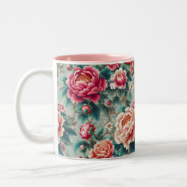 Caneca De Café Em Dois Tons Vintage floral ai art Mug