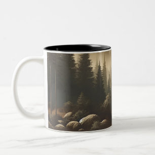 Caneca De Café Em Dois Tons Vintage Forest Art com Aestética Mountain Landsca