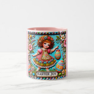 Caneca De Café Em Dois Tons VINTAGE GIRL~ Muito Doce