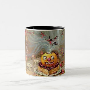 Caneca De Café Em Dois Tons Vintage Jack o'Lanterna com Bruxas
