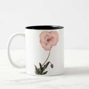 Caneca De Café Em Dois Tons Vintage Japonês e art, ilustração Poppy