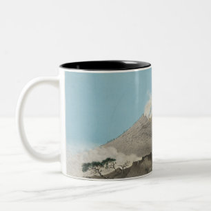 Caneca De Café Em Dois Tons Vintage Japonês Volcano Landscape Art Coffee Mug