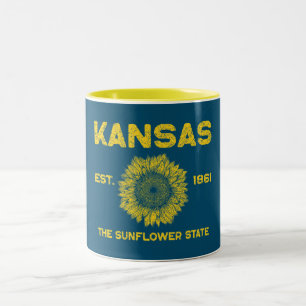 Caneca De Café Em Dois Tons Vintage Kansas
