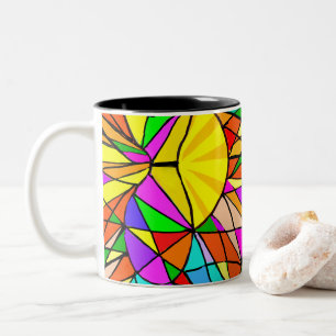 Caneca De Café Em Dois Tons Vintage Multicolor 60s ama neon design