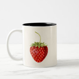 Caneca De Café Em Dois Tons Vintage One Red Strawberry Illustration Art
