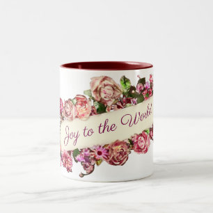 Caneca De Café Em Dois Tons Vintage Personalizável Floral Menina Alegria Para 