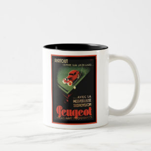 Caneca De Café Em Dois Tons Vintage Peugeot Ad - Parceiro Comme sur un billard