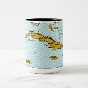 Caneca De Café Em Dois Tons Vintage Quic Book Map De Cuba