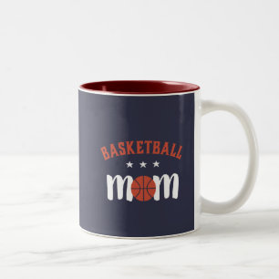 Caneca De Café Em Dois Tons Vintage Retro Basquete Mãe Orgulhosa Mãe