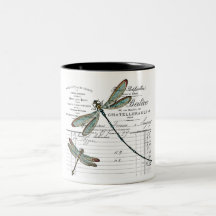 Vintage, Retro desenhos França - libélula, insecto