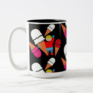 Caneca De Café Em Dois Tons Vintage Retro Sorvete Art