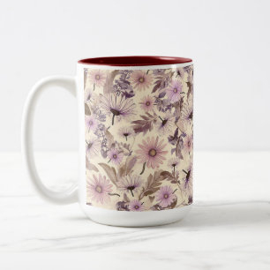 Caneca De Café Em Dois Tons Vintage Rosa e Pêssegos