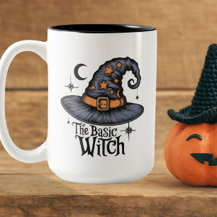 Caneca De Café Em Dois Tons Vintage Script Basic Witch Coffee Breeen Halloween