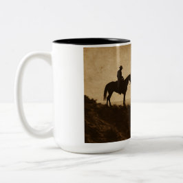 Caneca De Café Em Dois Tons Vintage Sepia Rider Mug - Old West Cowboy Coffee