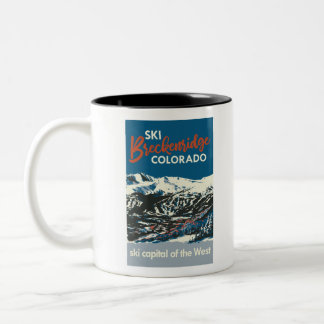 Caneca De Café Em Dois Tons Vintage Ski BReckenridge Poster azul