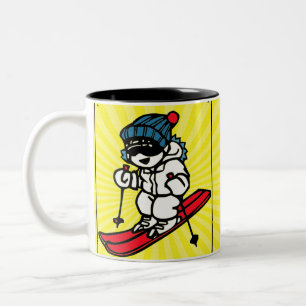 Caneca De Café Em Dois Tons Vintage Skiing Design   amante de esqui   presente