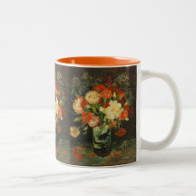 Vintage Van Gogh Flói Vaso Vermelho com Cravos