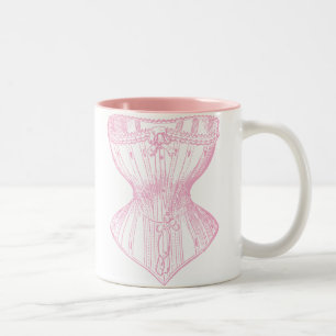 Caneca De Café Em Dois Tons Vintage Victorian Corset Rosa