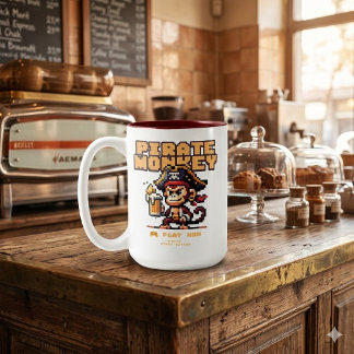 Caneca De Café Em Dois Tons Vintage Video Game Pirate Monkey Coffee Mug