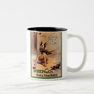 Caneca De Café Em Dois Tons Vintage Wren & Co. Boot & Calçado Polonês Ad Dog c