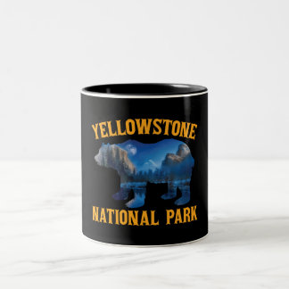 Caneca De Café Em Dois Tons Vintage Yellowstone National Park Bear Wyoming