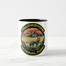 Caneca De Café Em Dois Tons Vintage Yellowstone National Park Montanhas de lob