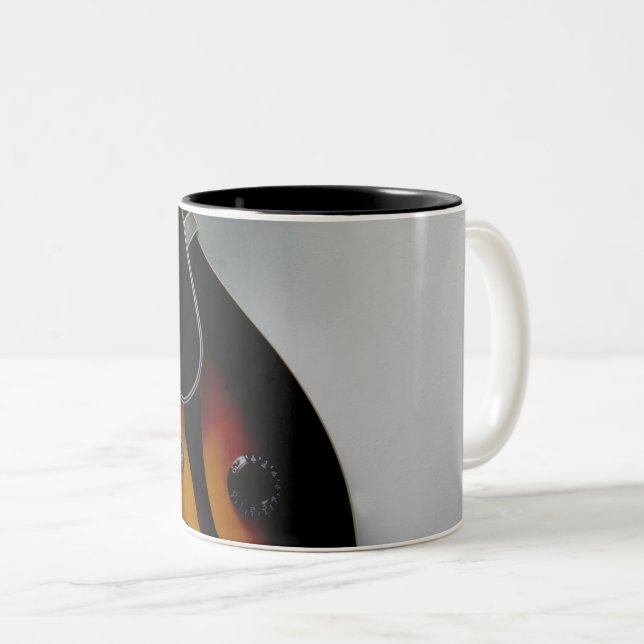 Caneca De Café Em Dois Tons Violão Acústico Bonito (Frente Esquerda)