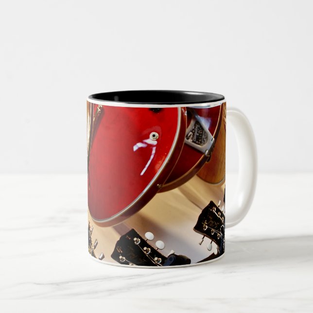 Caneca De Café Em Dois Tons Violão Acústico Maravilhoso (Frente Esquerda)
