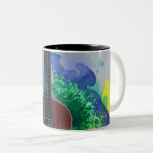 Caneca De Café Em Dois Tons Violão Bass Bonito