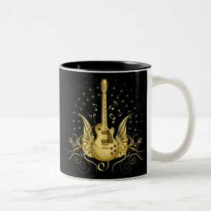 Caneca De Café Em Dois Tons Violão com asa ouro