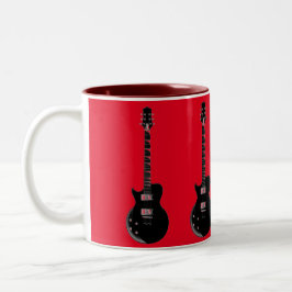 Caneca De Café Em Dois Tons Violão Elétrico de Pop Negro Vermelho