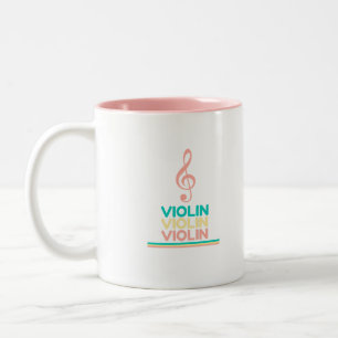 Caneca De Café Em Dois Tons Violin Pink Treble Clef