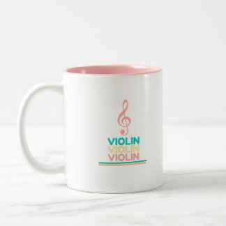 Caneca De Café Em Dois Tons Violin Pink Treble Clef