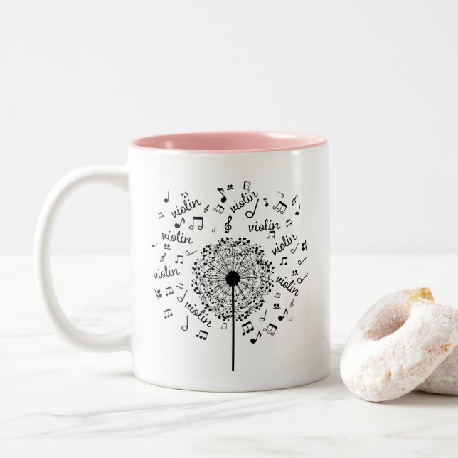 Caneca De Café Em Dois Tons Violin Player Music Dandelion (Com Donut)