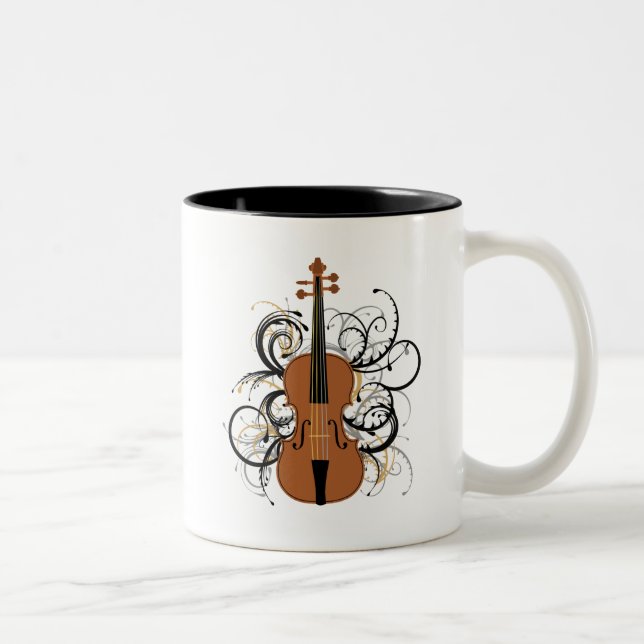 Caneca De Café Em Dois Tons Violino com pântanos (Direita)