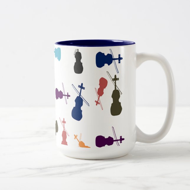Caneca De Café Em Dois Tons Violoncelos (Direita)